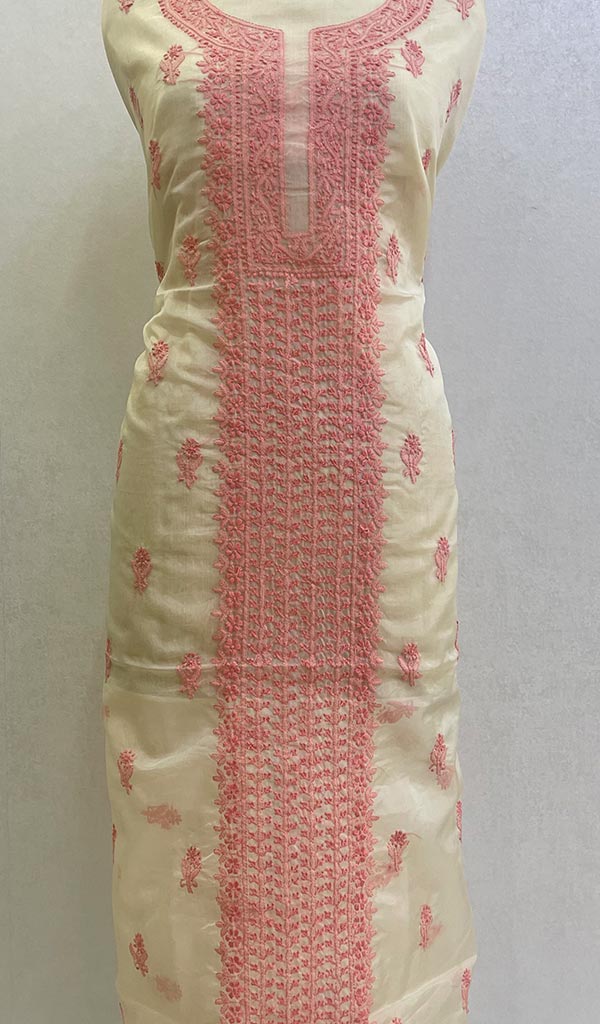 Buy Exclusive, Fine Kashmiri Hand Embroidered Cotton Kurta / Dress Fabric -  Shades of Cream Online